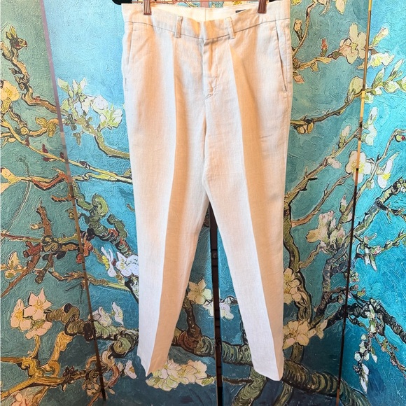 H&M SZ 30 R Men's Beige 100% linen Shell Dress Pants - Picture 7 of 17